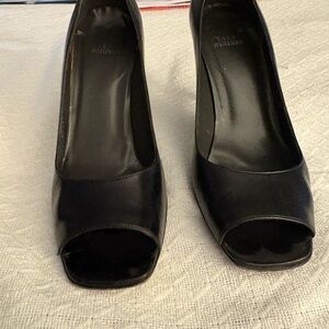 Stuart Weitzman Black Peep-Toe Heels Size 9